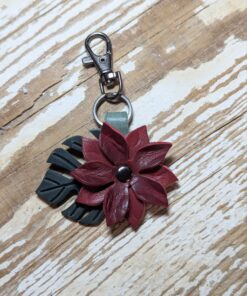 Christmastime Flower Leather Purse Charm-#538