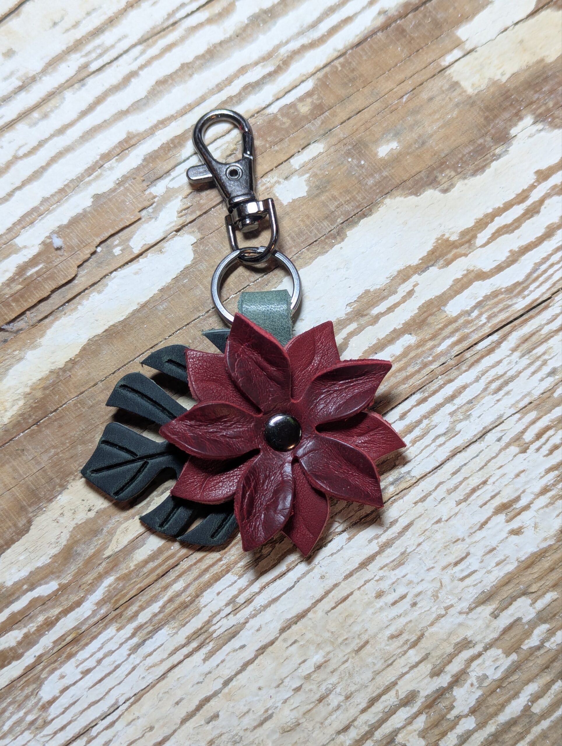 Christmastime Flower Leather Purse Charm-#538