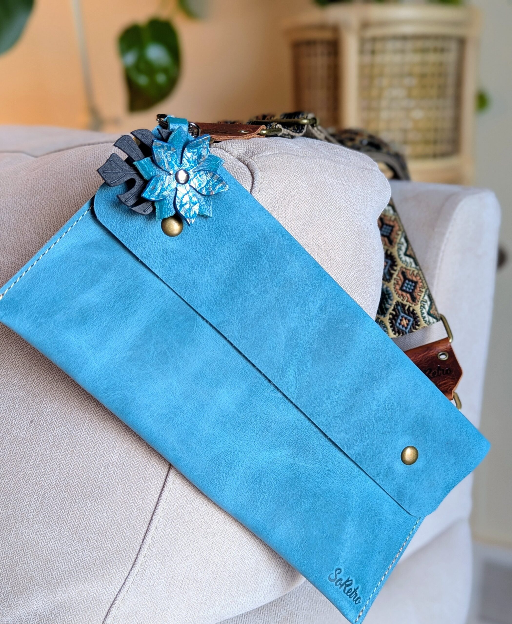 Petite Flower Leather Purse Charm-#543 - Image 2