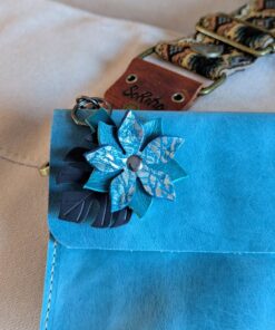 Petite Flower Leather Purse Charm-#543