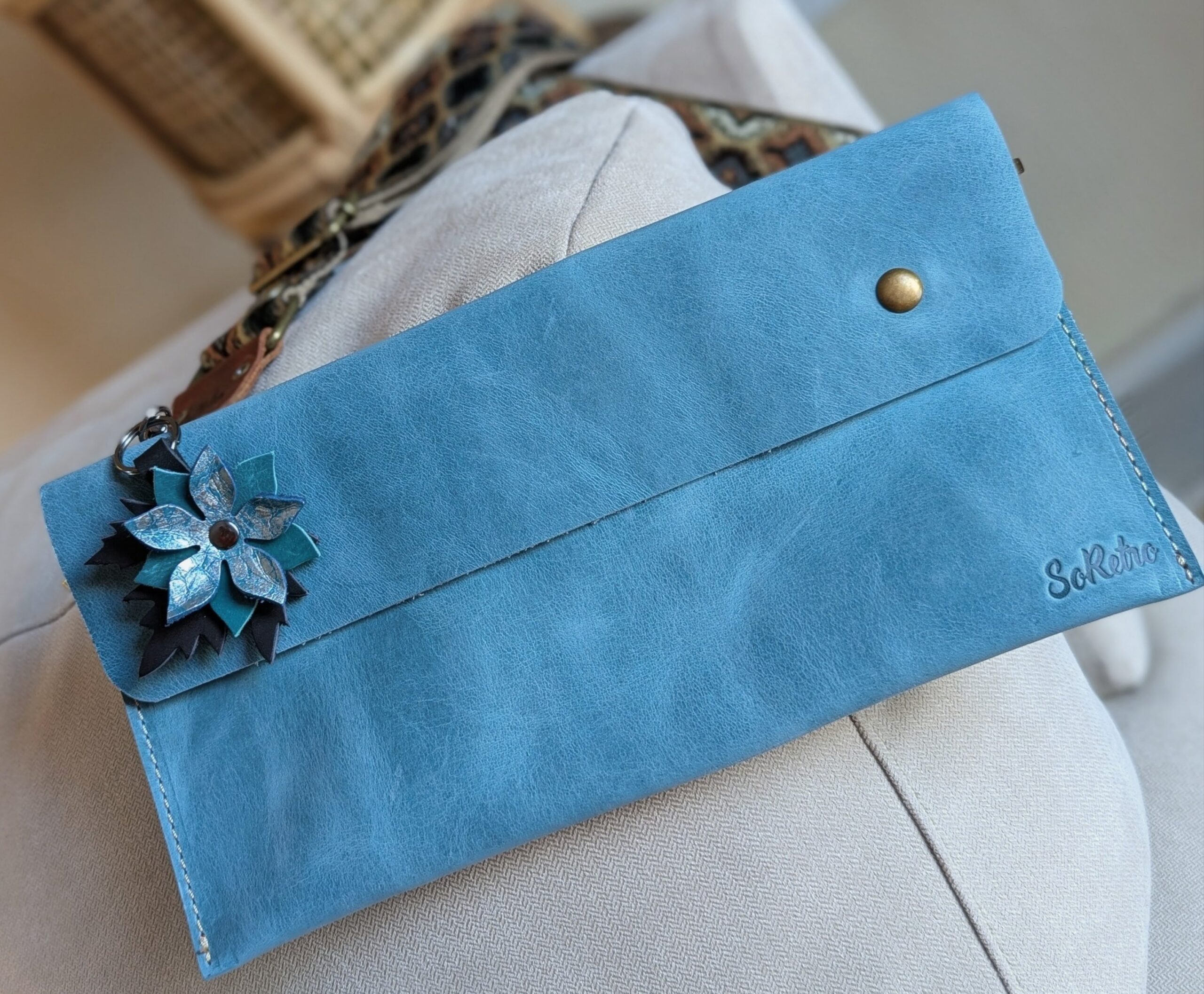 Petite Flower Leather Purse Charm-#540 - Image 2