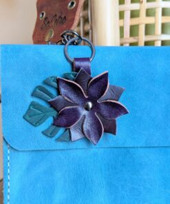 Petite Flower Leather Purse Charm-#542