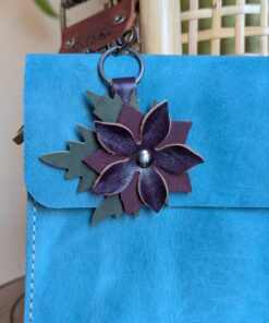 Petite Flower Leather Purse Charm-#541