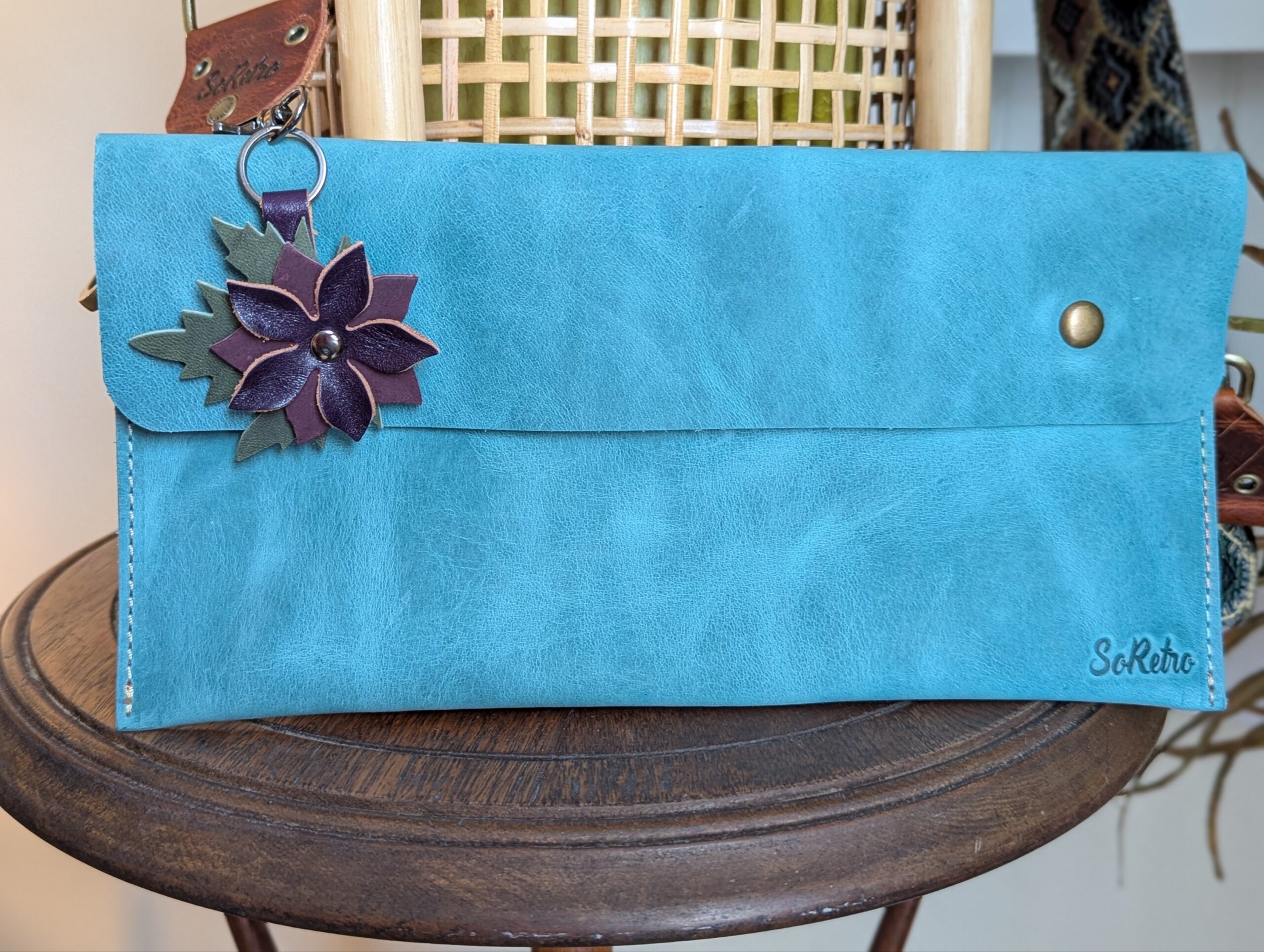 Petite Flower Leather Purse Charm-#541A - Image 2