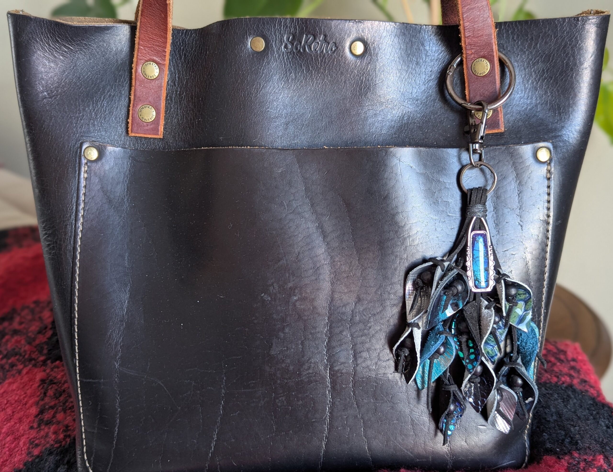 Unique and One of a Kind Leather Lilies Purse Charm-#544 - Image 2