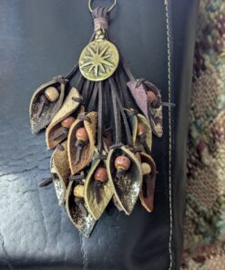 Unique and One of a Kind Leather Lilies Purse Charm-#545