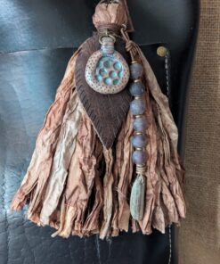 Alternative view of Artisan Clay Pendant & Sari Silk Purse Charm-546