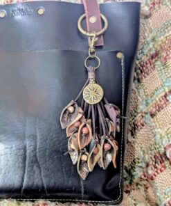 Alternative view of Unique and One of a Kind Leather Lilies Purse Charm-#545