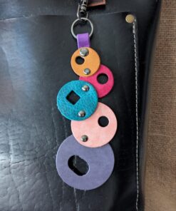 Circles, Circles and more Circles Leather Purse Charm-#547