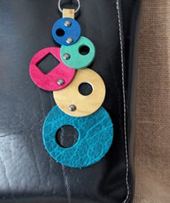 Circles, Circles and more Circles Leather Purse Charm-#549