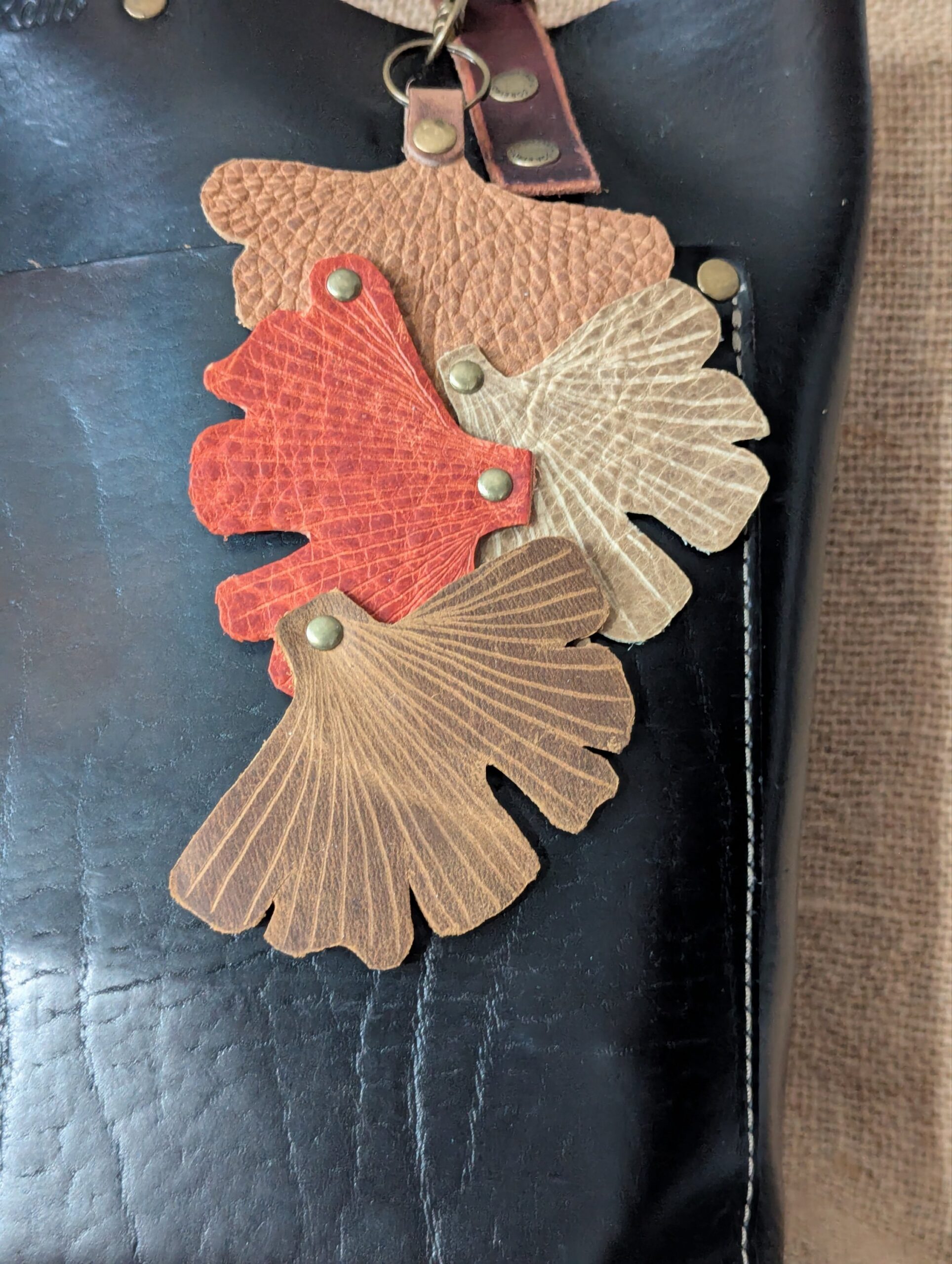 New Ginkgo Leather Purse Charm-#548