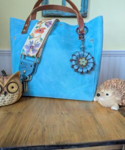 Alternative view of Flower Power Button Leather Purse Charm-#456