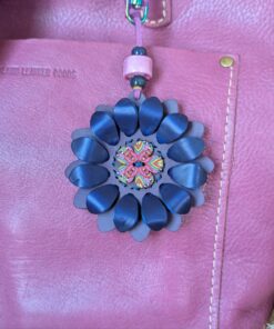 Alternative view of Flower Power Button Leather Purse Charm-#444