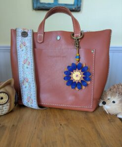 Alternative view of Flower Power Button Leather Purse Charm-#474