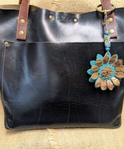 Flower Power Leather Purse Charm-#550