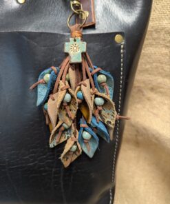 Unique and One of a Kind Leather Lilies Purse Charm-#552