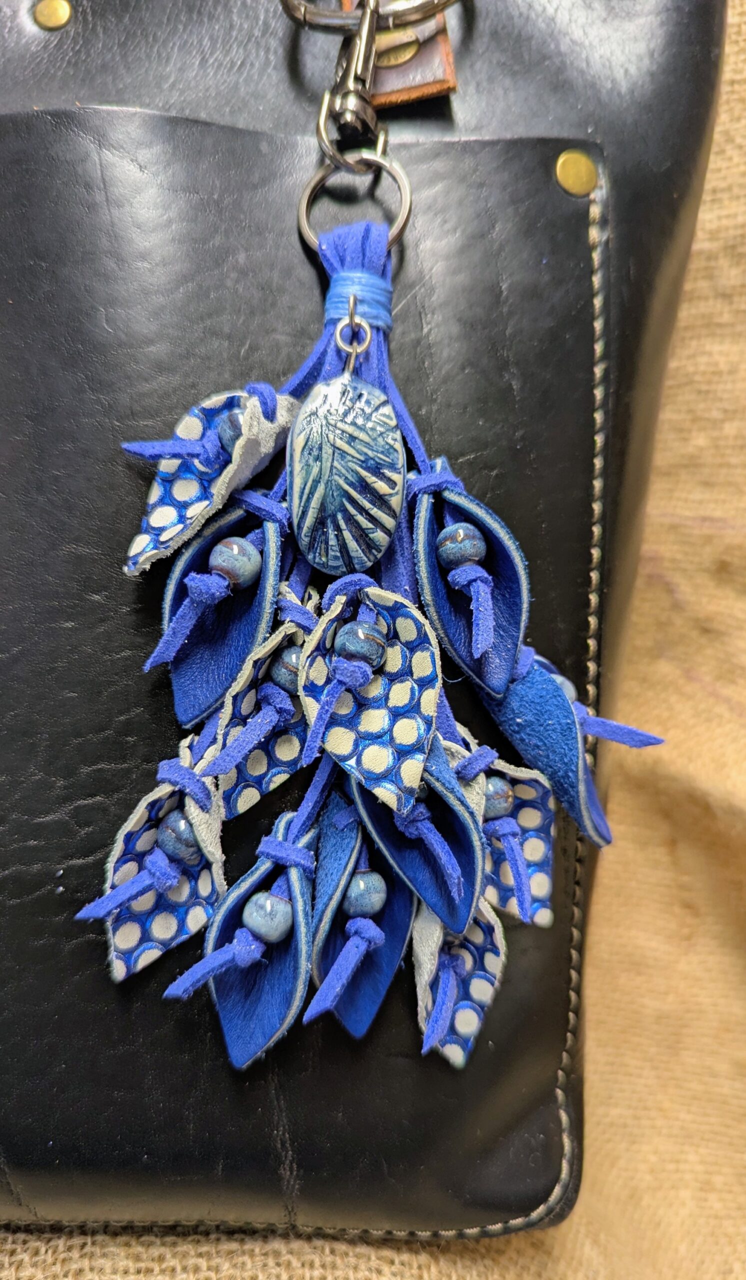 RESERVED LISTING FOR PATRICIA H. ONLY-Custom Unique and One of a Kind Leather Lilies Purse Charm-#553b - Image 3