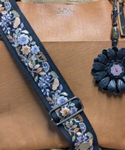 Alternative view of Flower Power Button Leather Purse Charm-#551