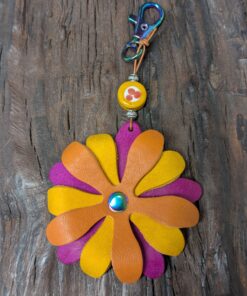 Flower Leather Purse Charm-#563