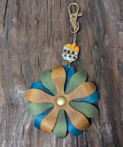 Flower Leather Purse Charm-#564