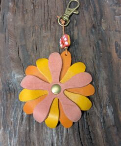 Flower Leather Purse Charm-#565