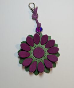 Flower Power Leather Purse Charm-#630