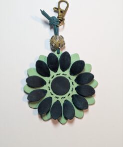 Flower Power Leather Purse Charm-#628