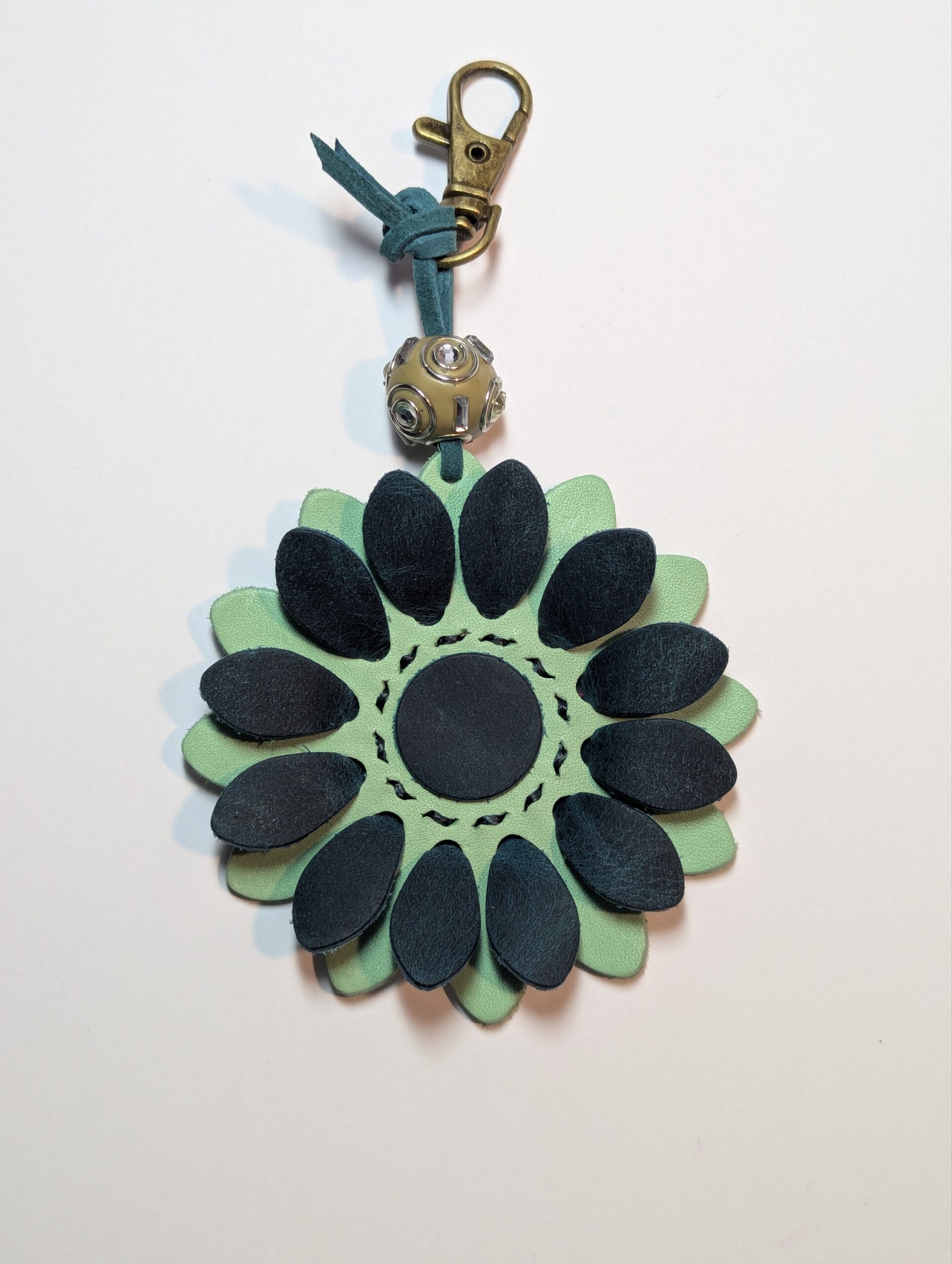 Flower Power Leather Purse Charm-#628