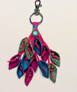 Lovely Leather Lilies Pendant Purse Charm-#631