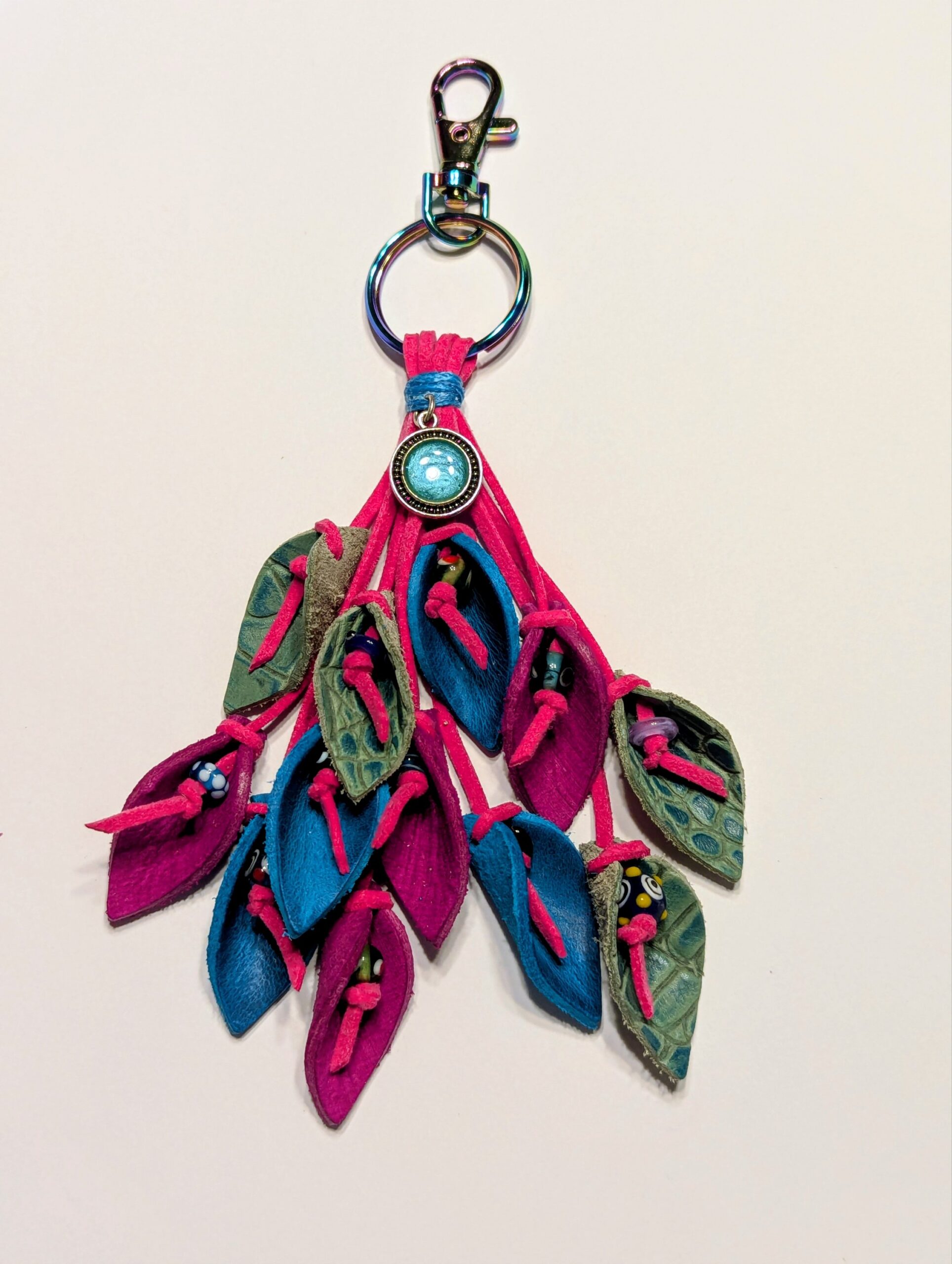 Lovely Leather Lilies Pendant Purse Charm-#631