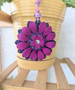 Flower Power Leather Purse Charm-#639