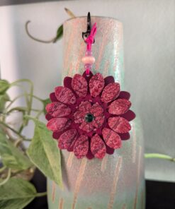 Flower Power Leather Purse Charm-#648