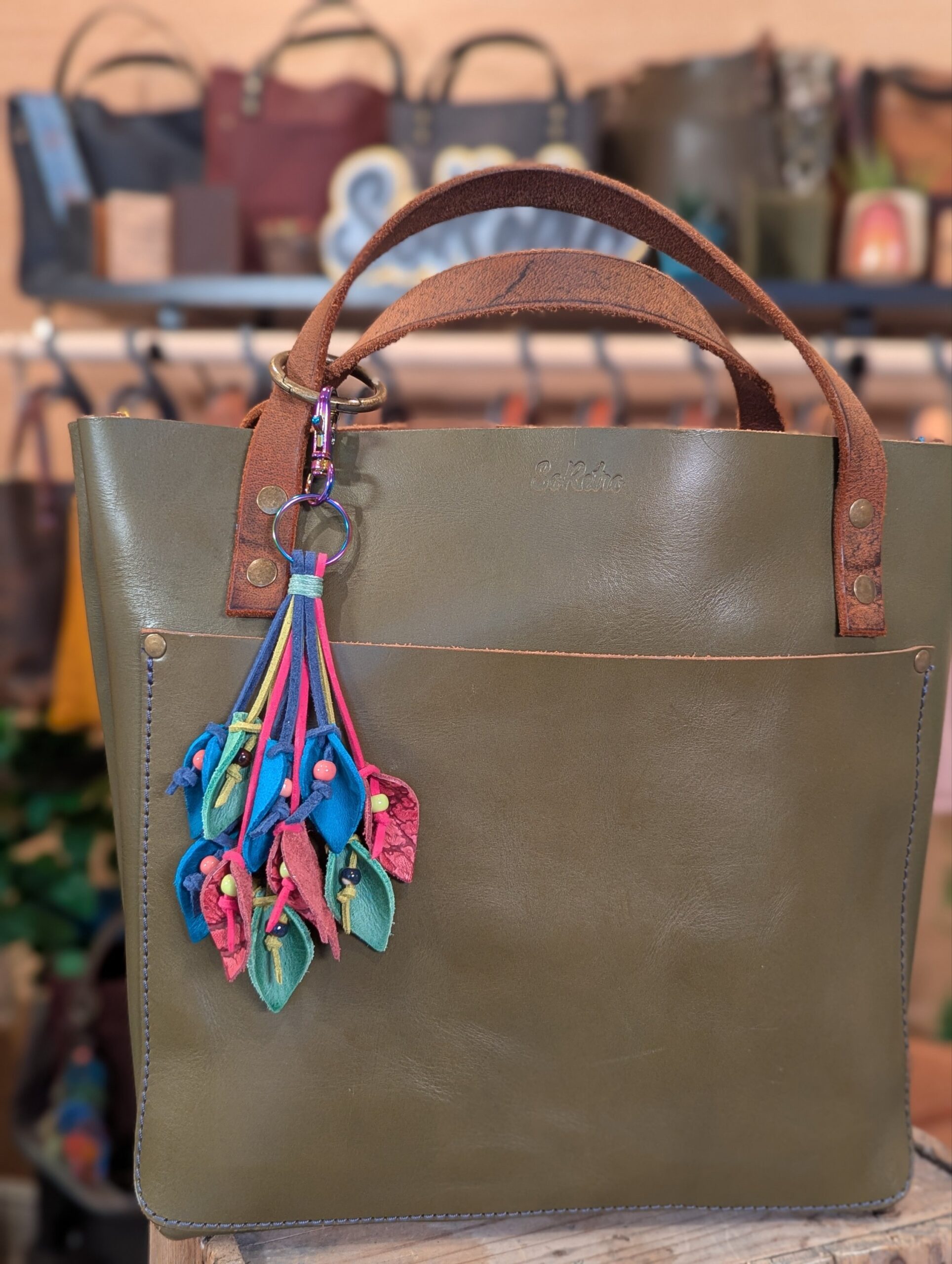 Lovely Leather Lilies Purse Charm-#658