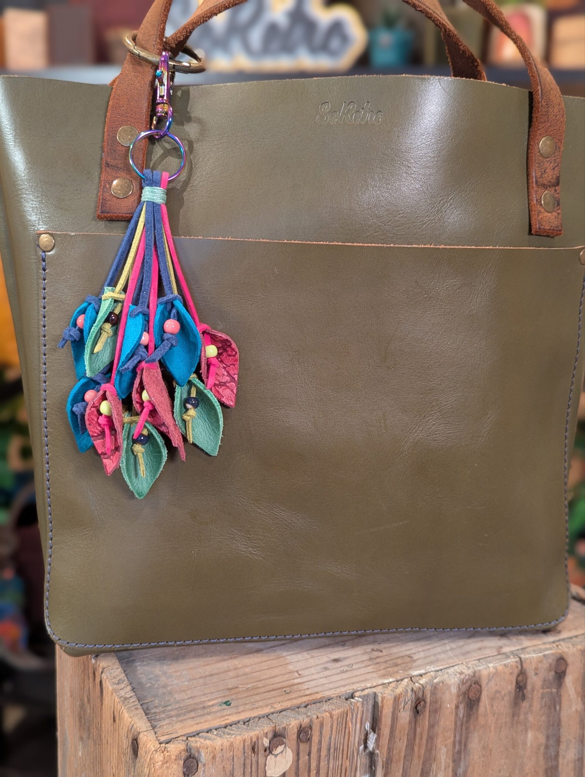 Lovely Leather Lilies Purse Charm-#658 - Image 2