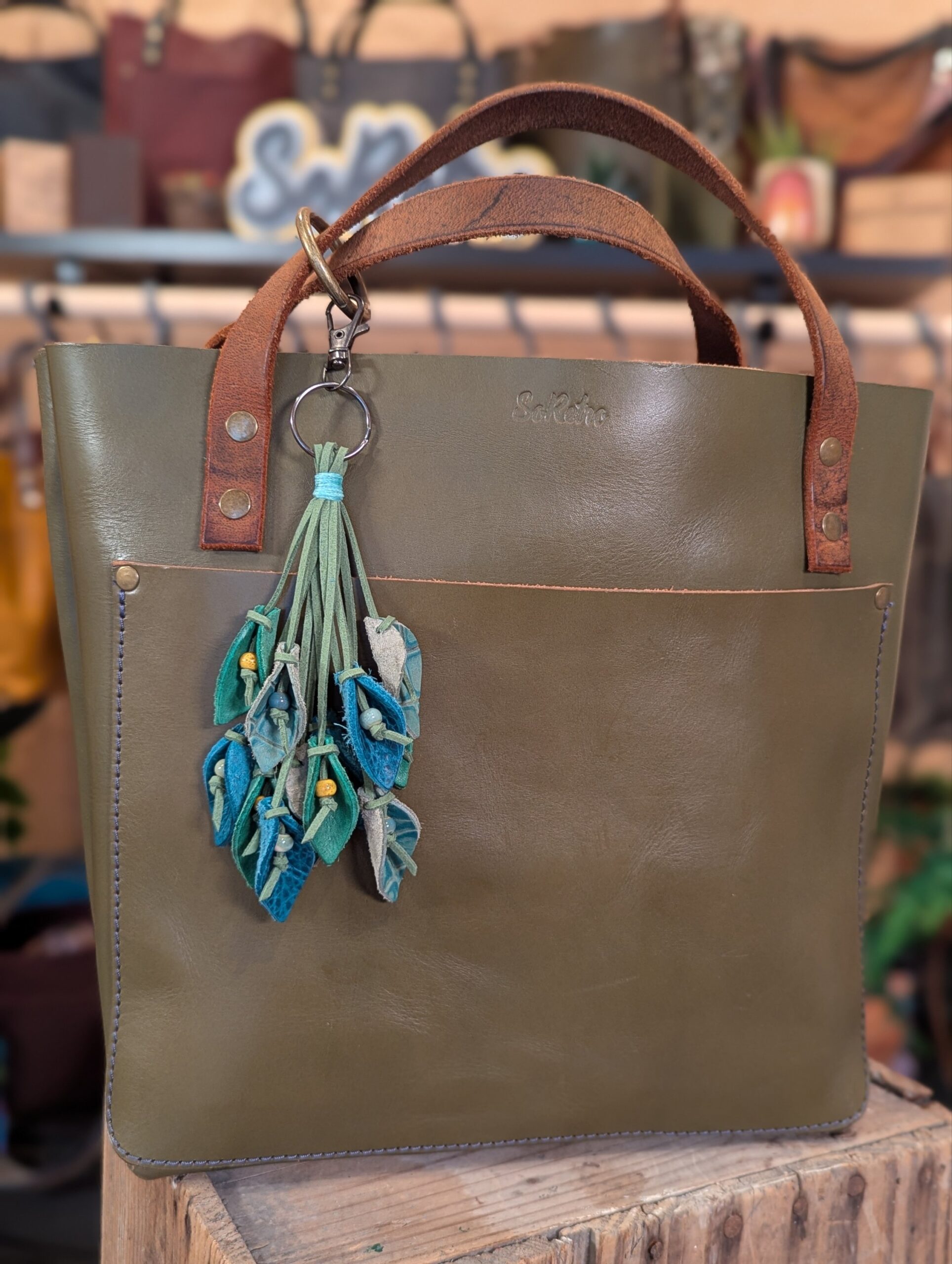 Lovely Leather Lilies Purse Charm-#661