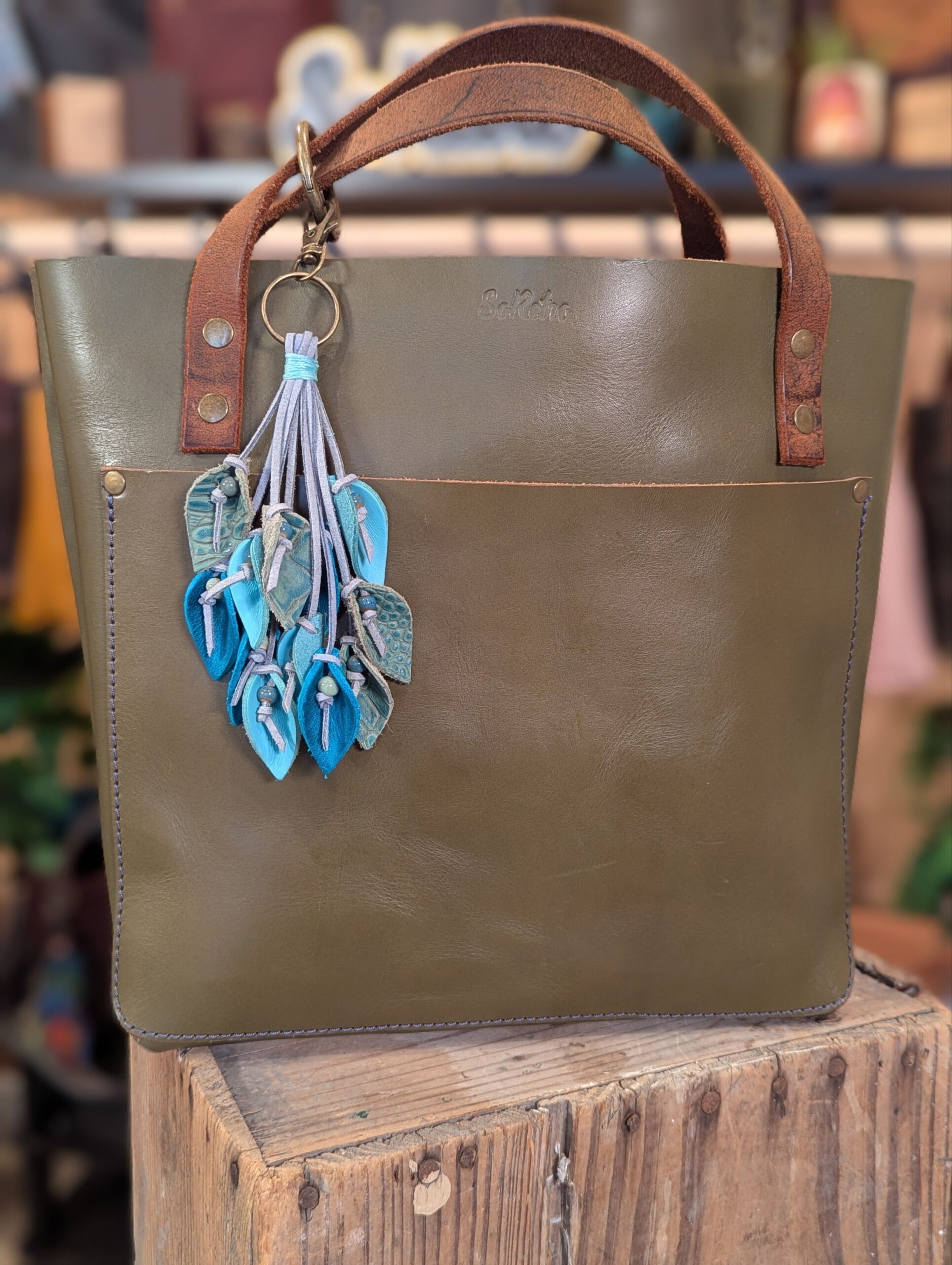 Lovely Leather Lilies Purse Charm-#667