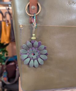 Alternative view of Unique and One of a Kind Flower Power Leather Purse Charm-#659