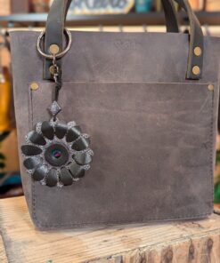 Flower Power Leather Purse Charm-#663