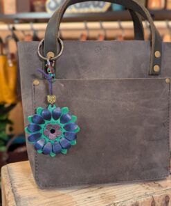 Flower Power Leather Purse Charm-#662