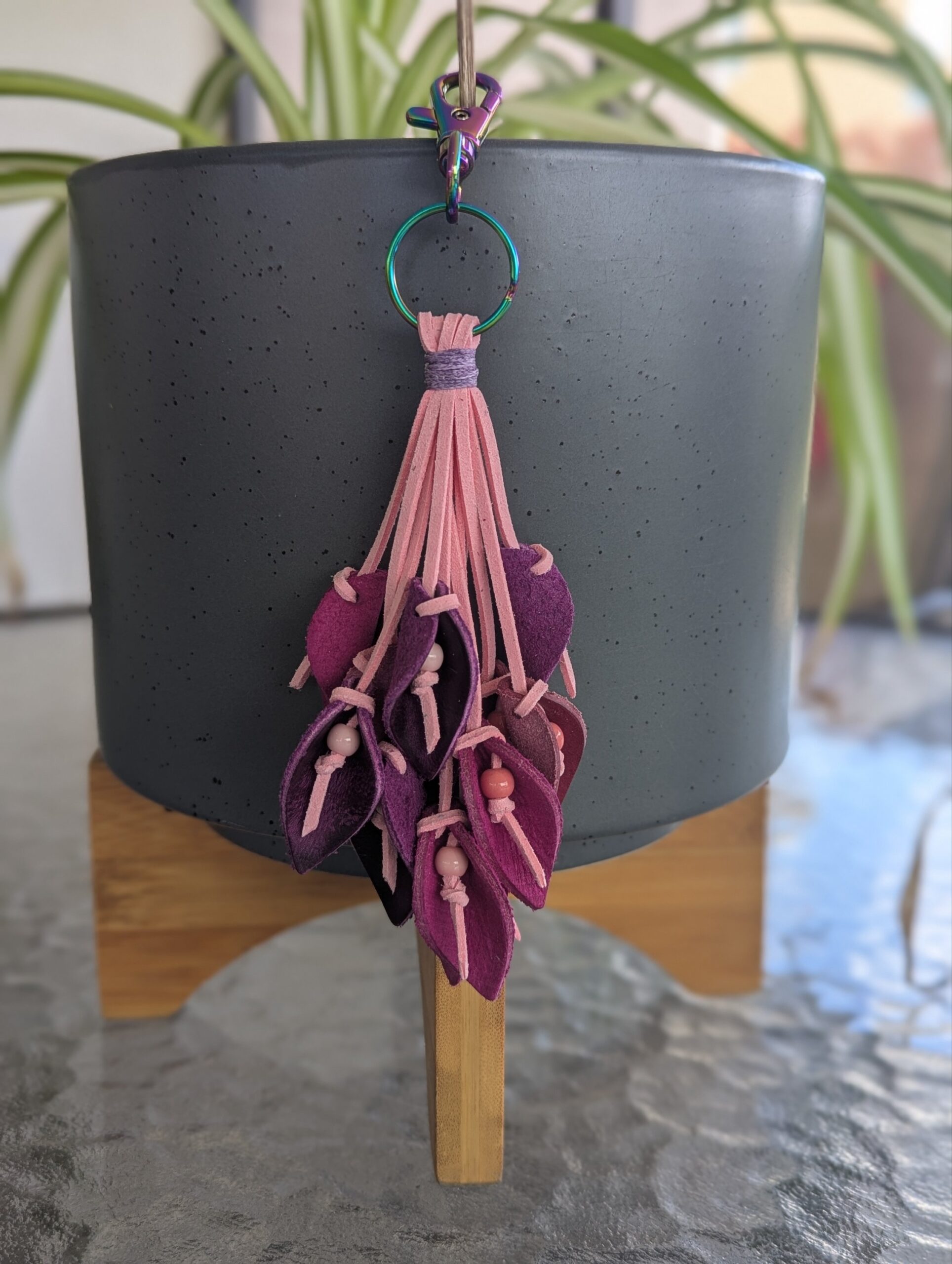 Lovely Leather Lilies Purse Charm-#669