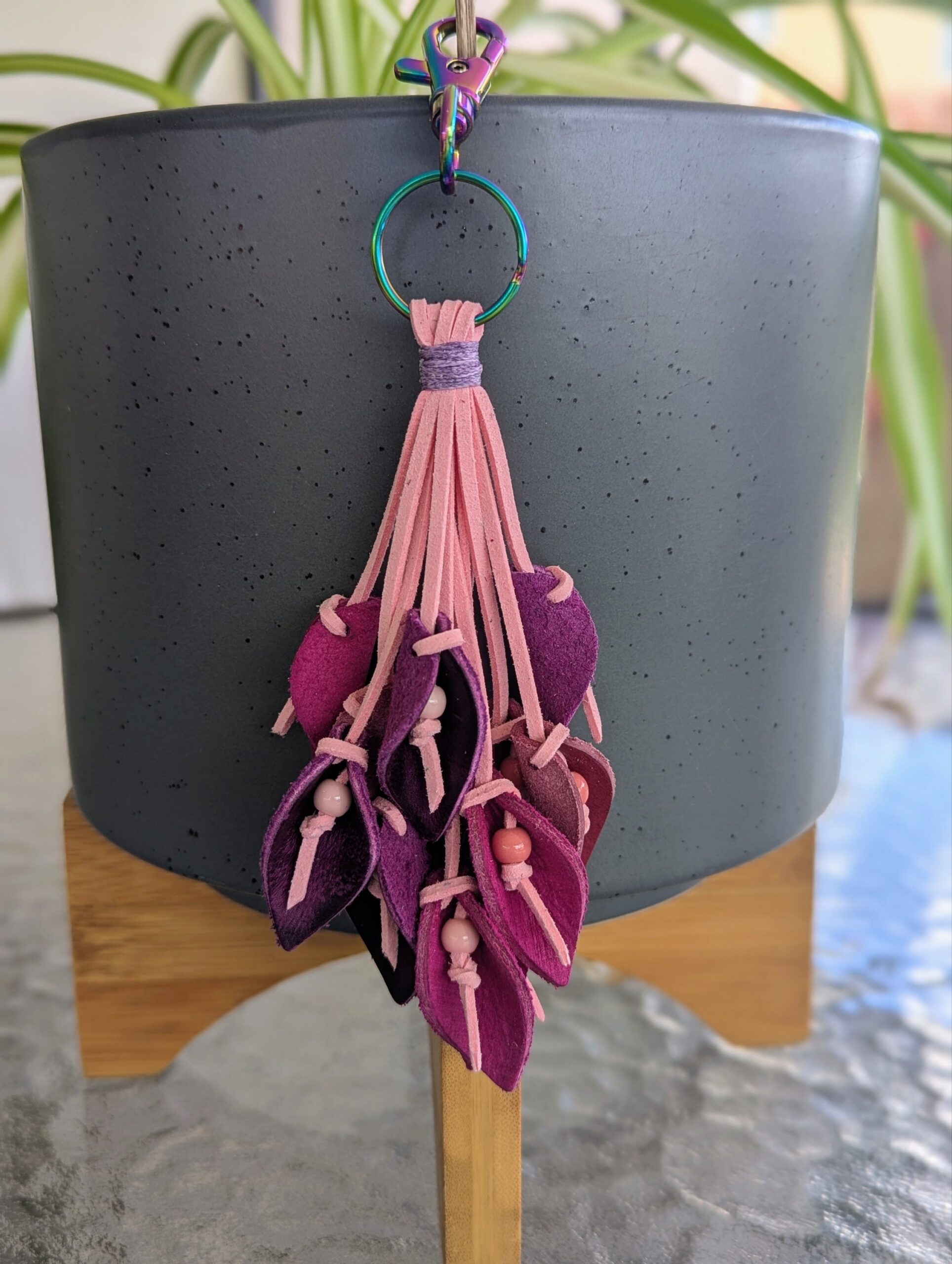 Lovely Leather Lilies Purse Charm-#669 - Image 2