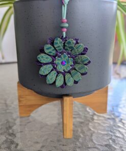 Flower Power Leather Purse Charm-#657