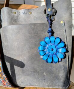 Flower Power Leather Purse Charm-#671