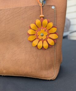Flower Power Leather Purse Charm-#677