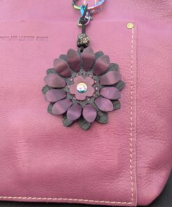 Flower Power Leather Purse Charm-#679