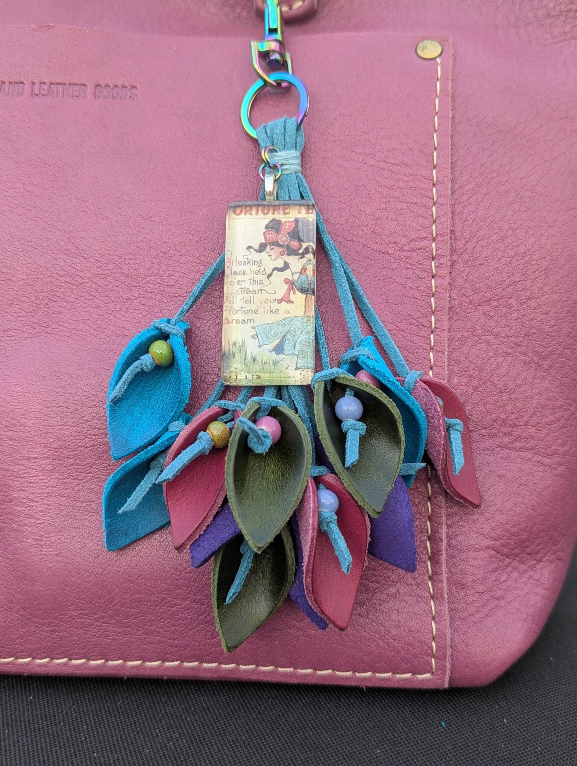 Lovely Leather Lilies Purse Charm-#675