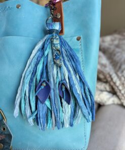 Alternative view of Gemstone and Lilies Sari Silk Purse Charm-#683