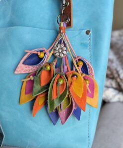Lovely Double Leather Lilies Purse Charm-#682