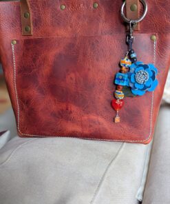 Alternative view of Fun & Funky Lampwork Beads Leather Flower Purse Charm-#692