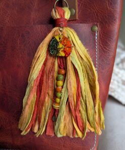 Murano Glass and Sari Silk Purse Charm-#694